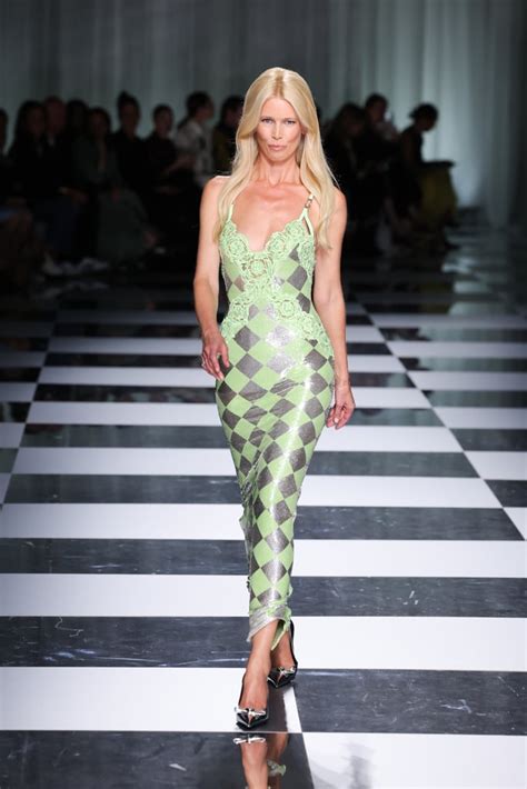 claudia schiffer versace|Claudia Schiffer Closes Versace Runway at Milan Fashion Week.